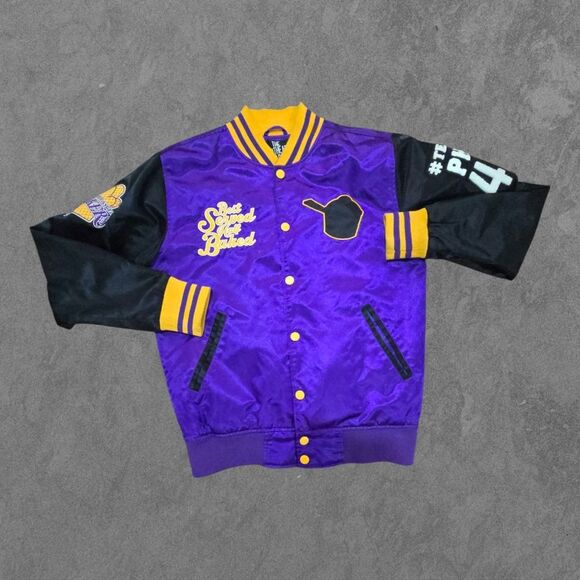 The Pothead Diaries LA Bakers Varsity Satin Patch Jacket Mens Large - Picture 1 of 6